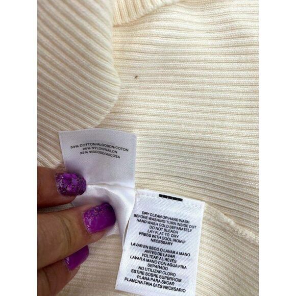 Anne Klein Sweater Top XS White Mock Buttons‎ - Picture 5 of 7
